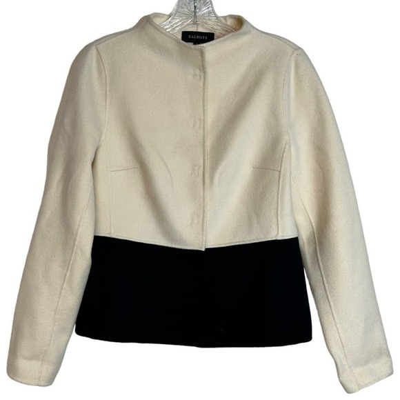 Talbot Black and Ivory Short Wool Jacket Size 2 XS/S - Picture 1 of 11